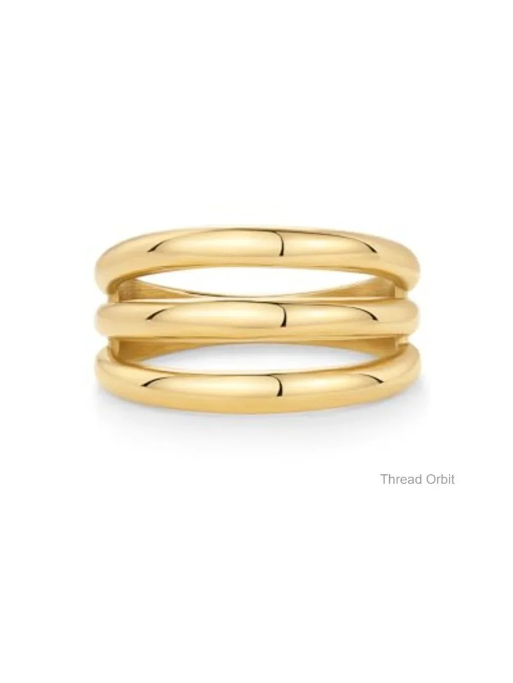 14K Gold Plated Chunky Curved Triple Stackable Ring - Stainless Steel